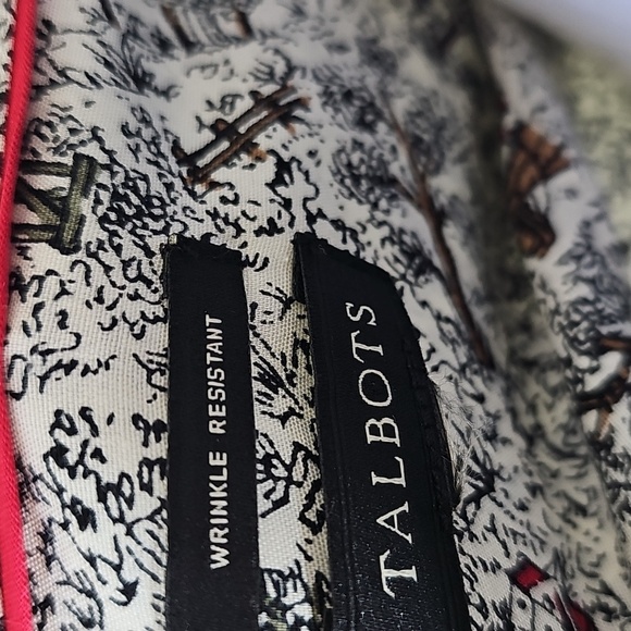 Talbots Equestrian Horses print button up top shirt sz 2 - Picture 2 of 7